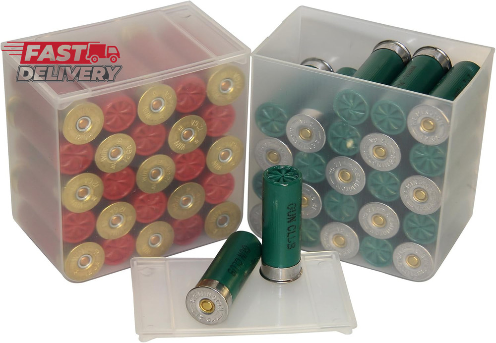 MTM SS25-00 Shell Stack 25 round Compact Shotshell Storage Box, Clear See-Thru,