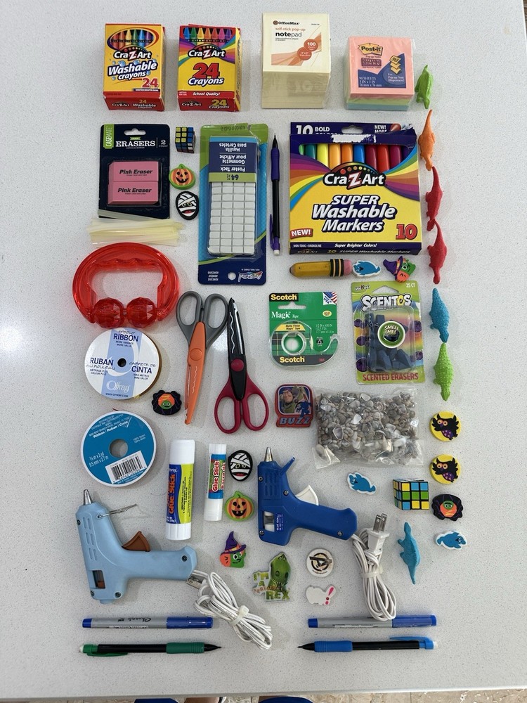Assorted Office, Arts And Crafts Supplies.