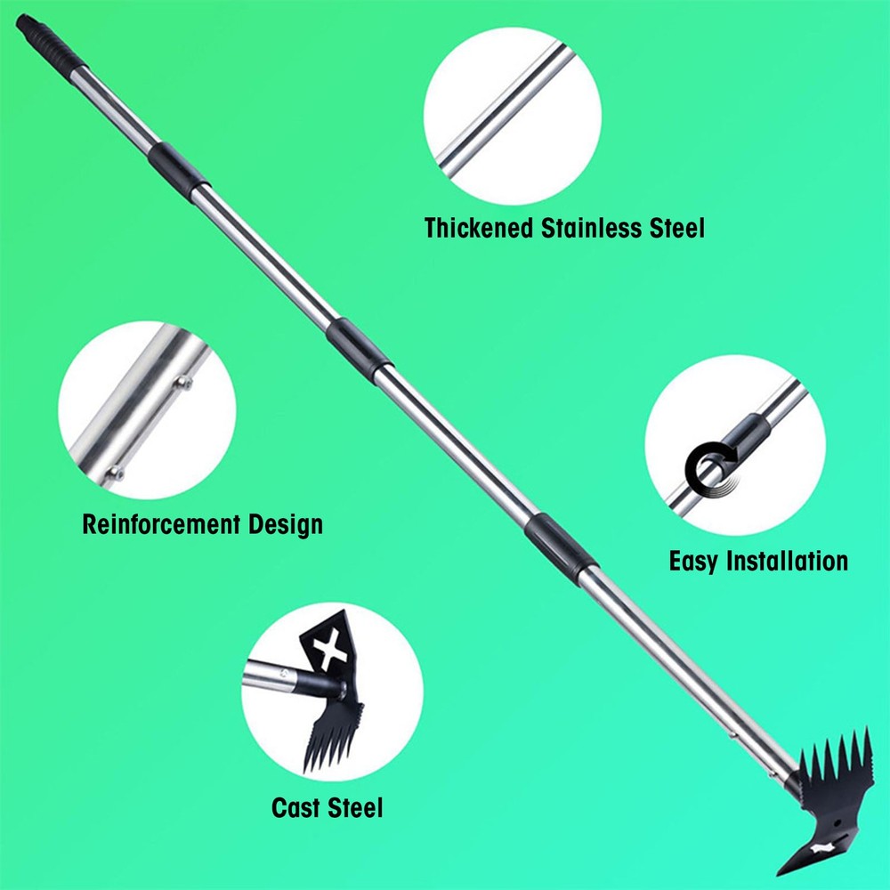 Outdoor Weeder Weed Puller Tool Garden Root Remover 2 in 1 Long Handle Tool