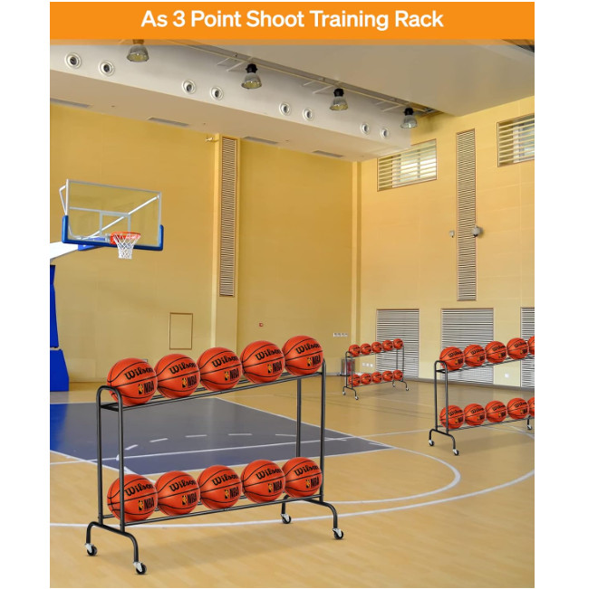 Basketball Rack Ball Storage Holder Shooting Training Rack with Wheels