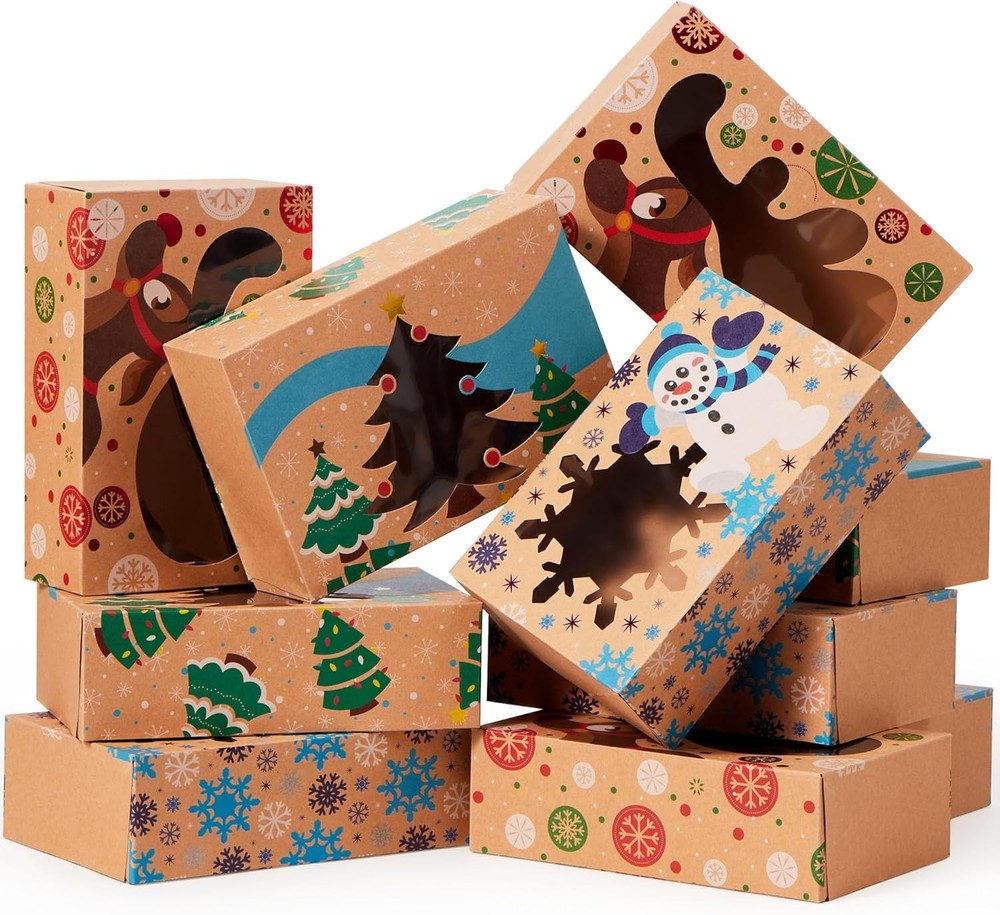 Christmas Cookie Boxes 12-Pack With Window 8.75"x5.75"