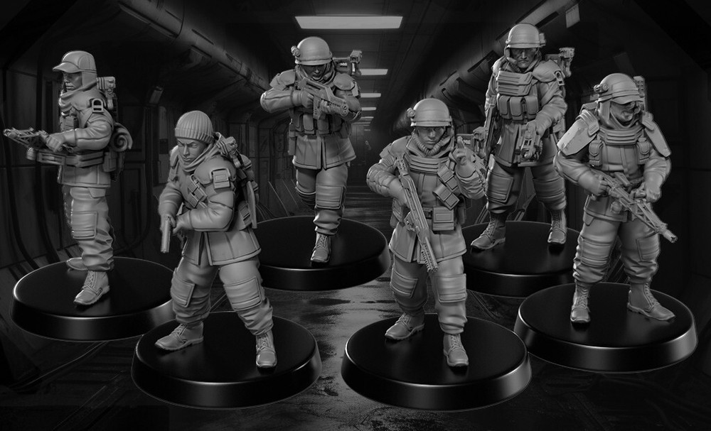 Space Marines Combat Arctic Army 6-Pk 3D Printed Models