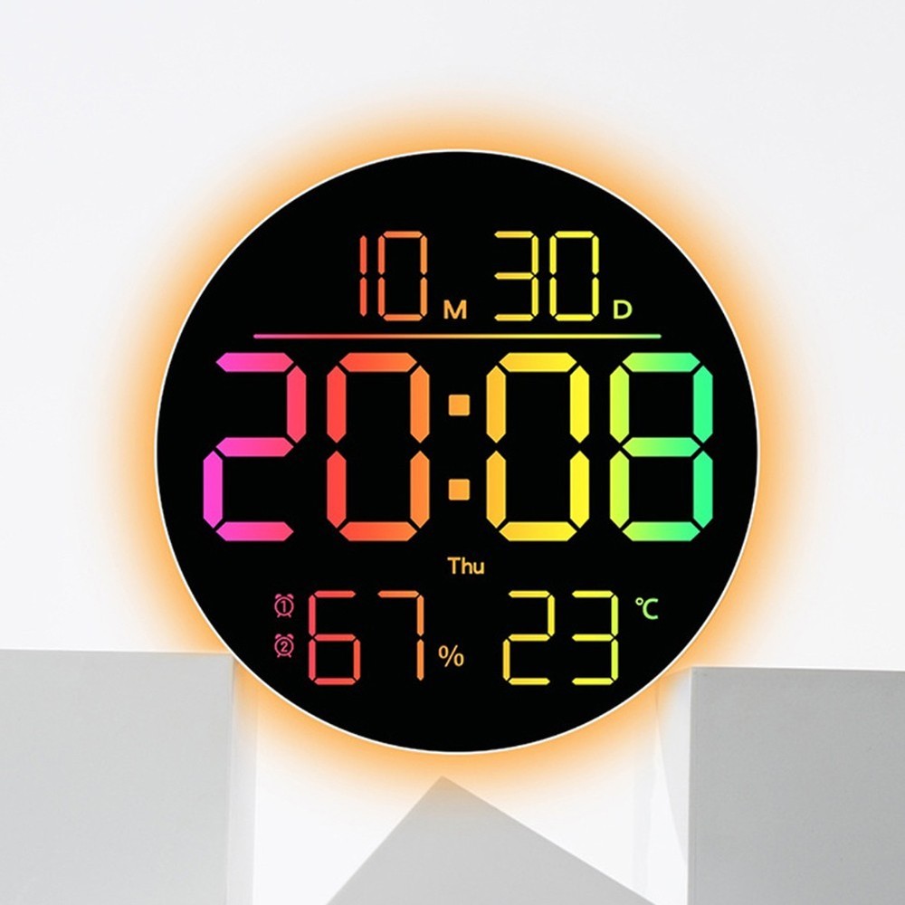 RGB Wall Clock with Remote Control Date Temp Humidity and Timer Function