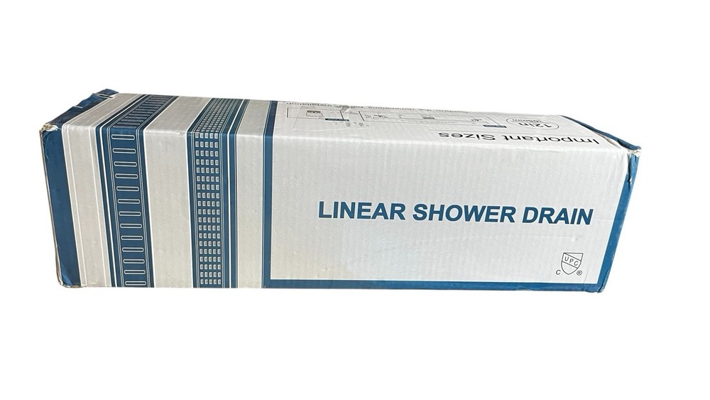 BWE 12 in. BLACK Linear Shower Drain W/ Square Pattern Drain Cover