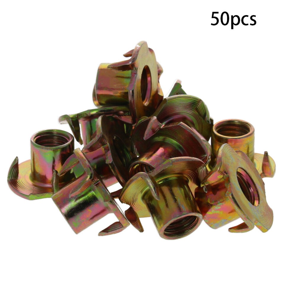 Tee Nuts 4 Prong Full teeth T-Nut Zinc Plated Threaded Insert Tee Blind Nuts