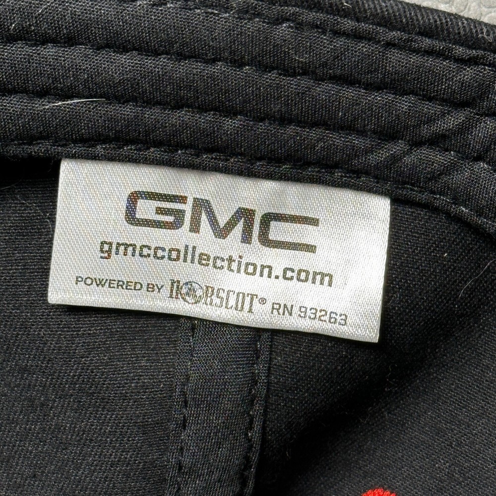 GMC Hat Cap Black Red Trim Letters Hook Loop Tall One Size