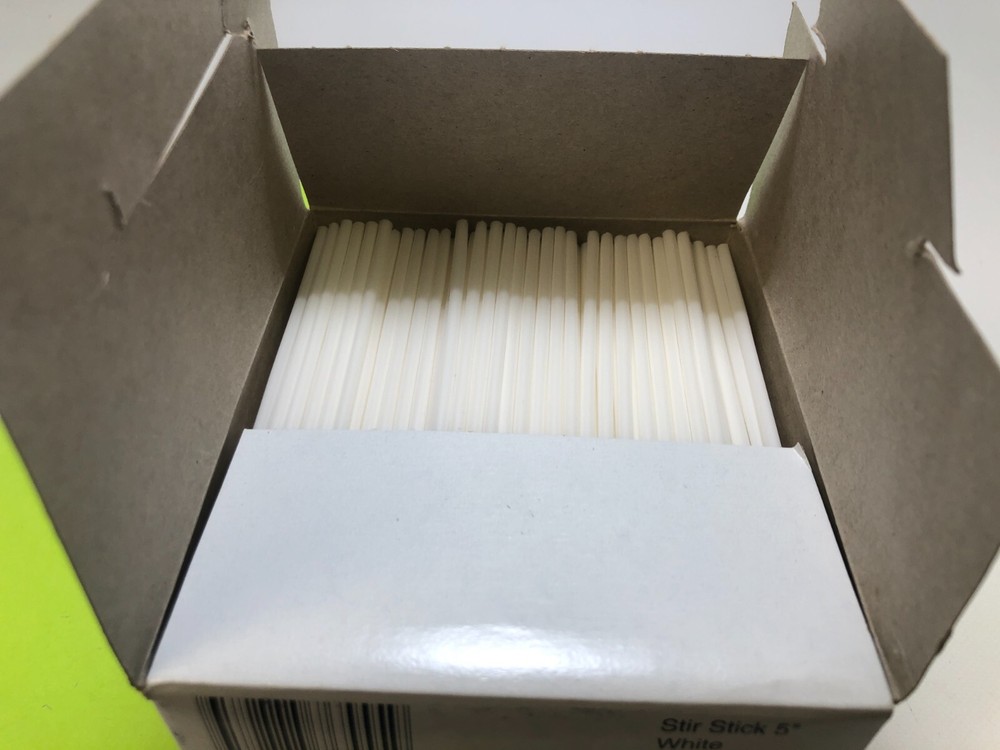 Beyond Plastic Stir Sticks, 5", White, 1,000/box 076555