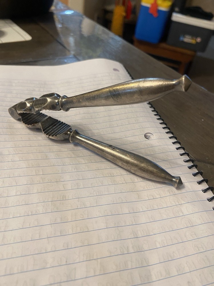 high quality antique 19th century 1800's solid silver-plated nut nutcracker