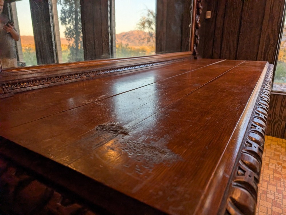Late Victorian ‘Gothic’ Style Oak mirror back sideboard