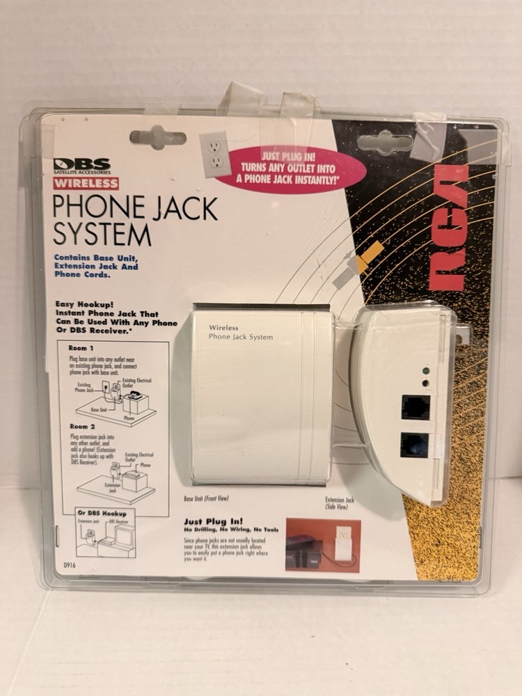 RCA D916 Wireless Phone Jack System with Adapter, Jack, and Cord