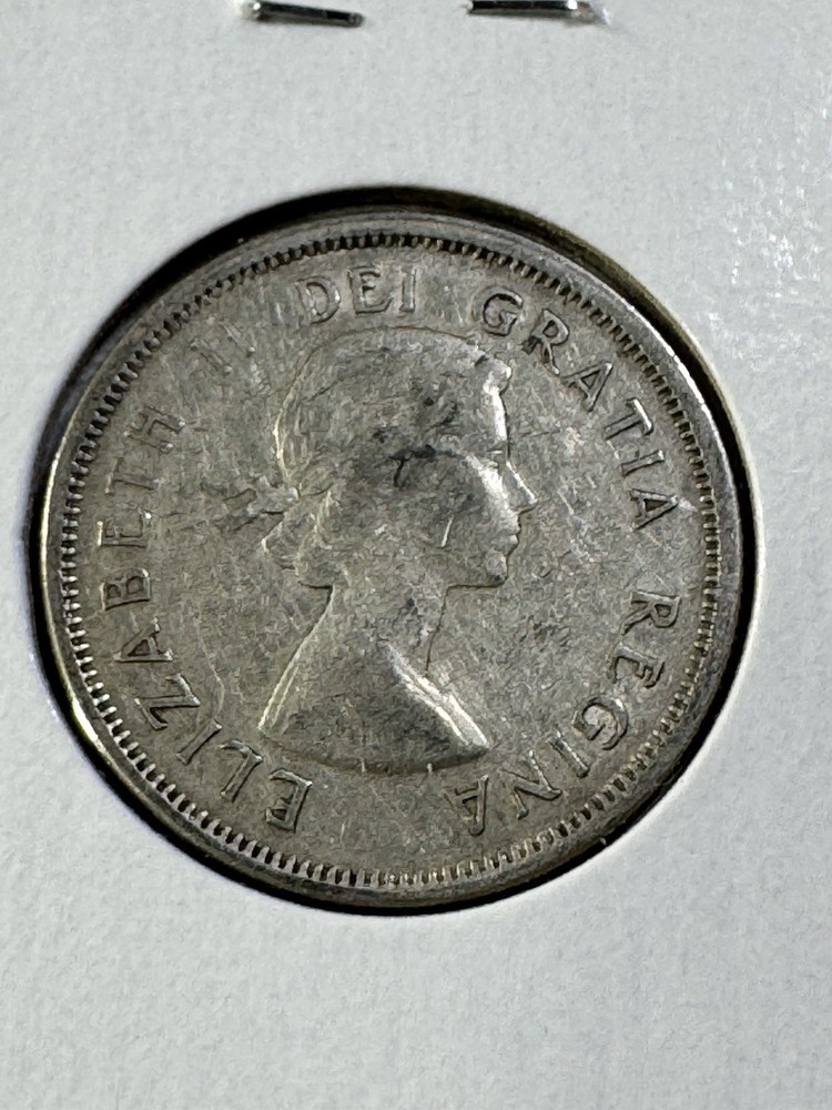 1963 Canada 25 Cents Silver Coin Cleaned