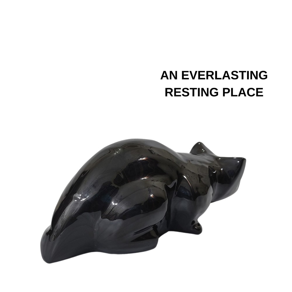 Cat Memorial Urn, Beautiful Container for Ashes - Cremation Keepsake urn BLACK