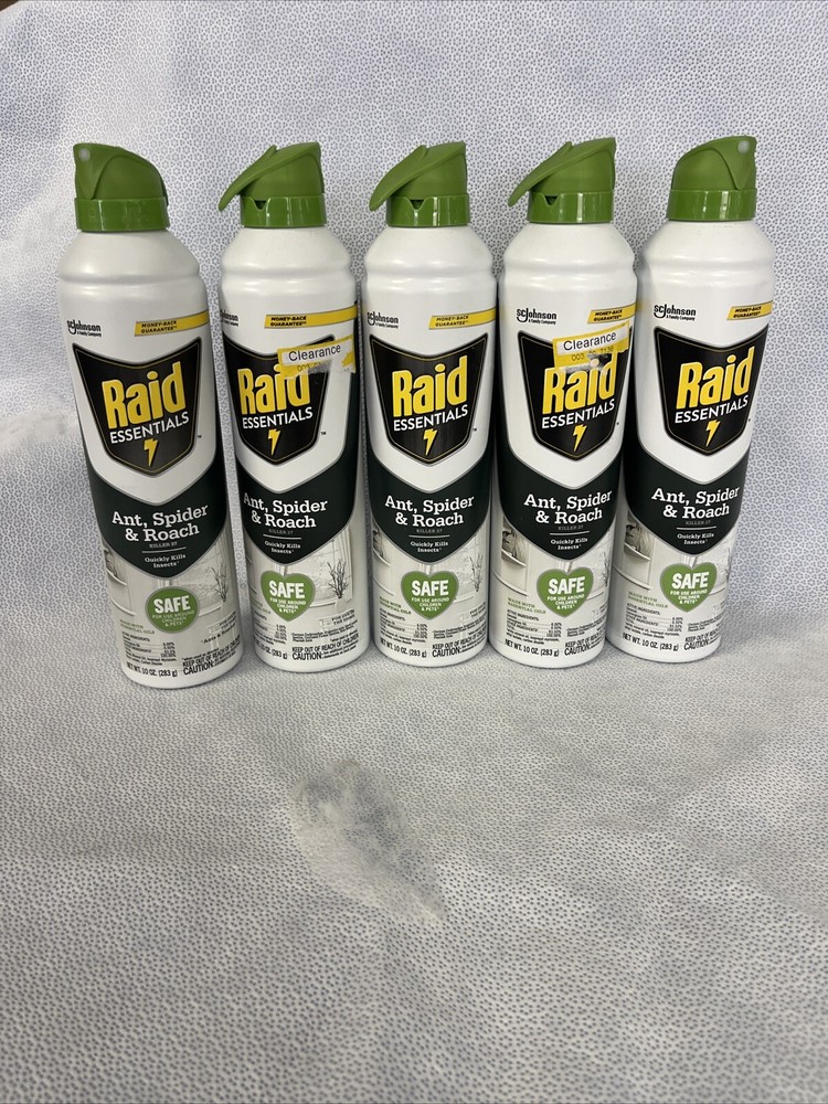 Box of 5 - Raid Essentials Ant, Spider & Roach Killer 27 Spray, 10 Oz