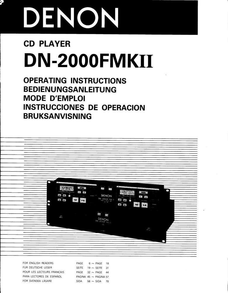 Denon DN-2000FMk2 CD Player Owners Manual