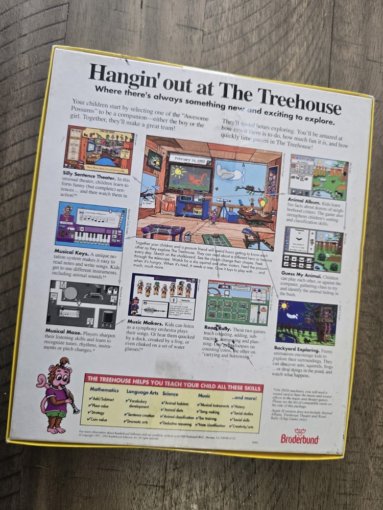 THE TREEHOUSE (MAC, 3.5" Floppy Disk) Broderbund 1992 Computer Software Big Box