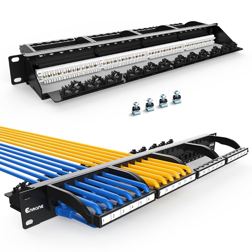 24 Port Patch Panel CAT6a (EC Listed) 1U 19" Rackmount RJ45 Patch Panel Punch...