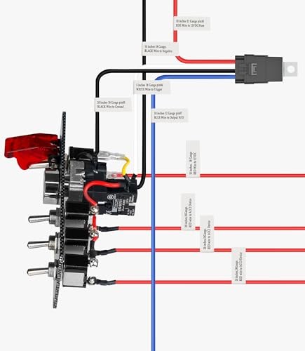Ignition Rocker Switch Panel 12V 5 in 1 with Engine 5 Gang RED Ignition Panel