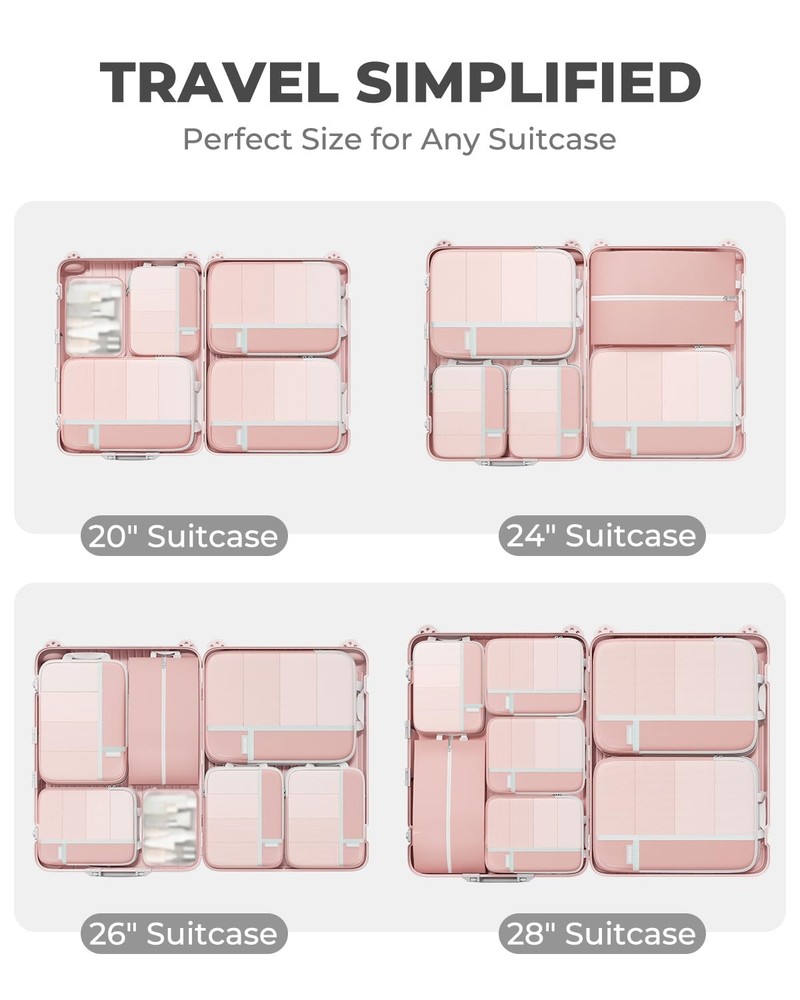 Percover Compression Packing Cubes 8-Piece Set, Packing Cubes Compression for...