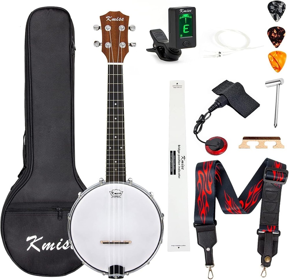 Concert Size Banjolele 4 Strings Professional Kit=