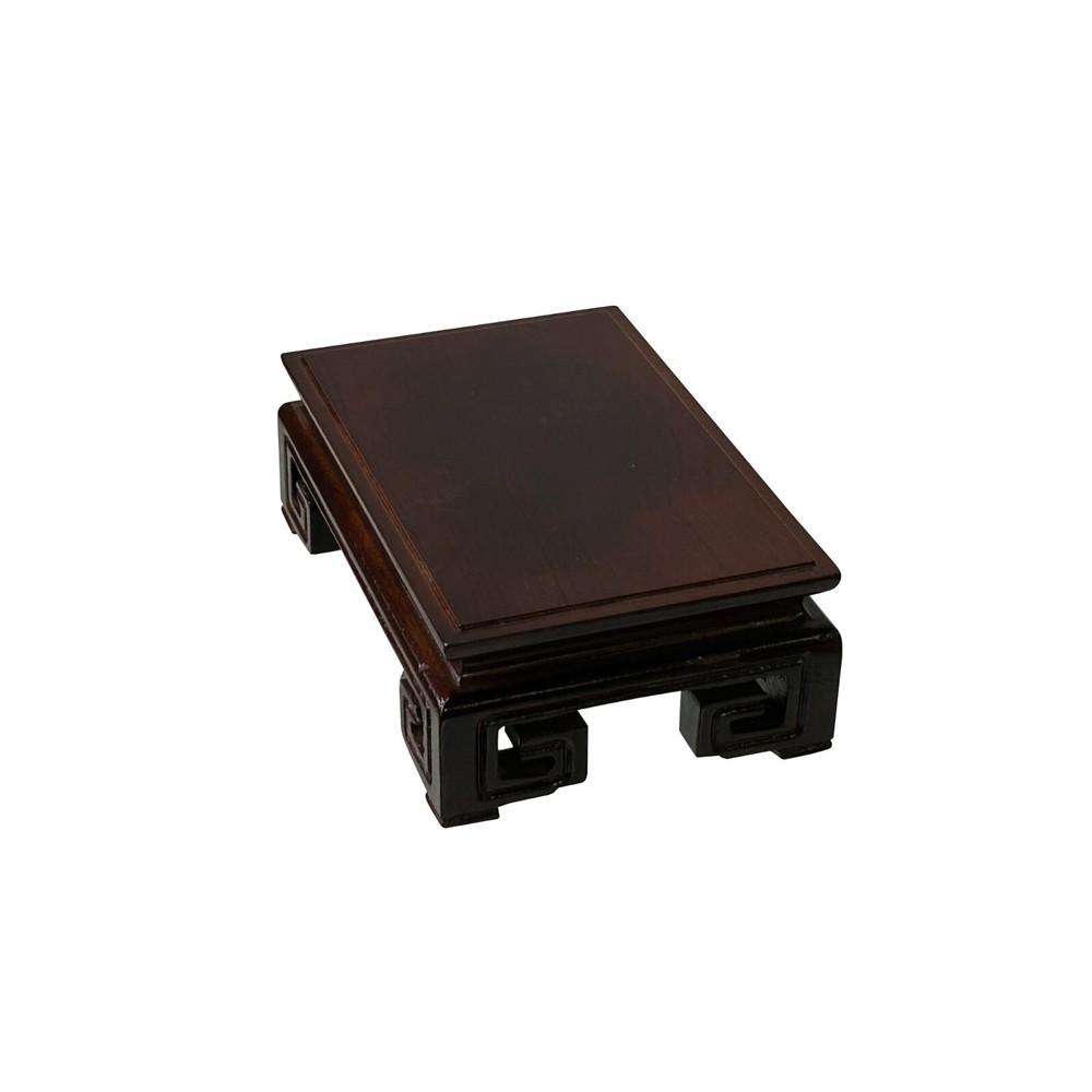 5.5" Brown Wood Rectangular Ru Yi Scroll Leg Display Stand Riser Easel ws4148A