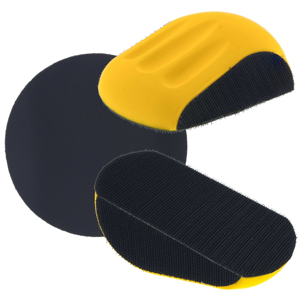 2ea 6" Mouse-Shaped Hand Sanding Block Pads for Hook & Loop and PSA 6" DA Discs