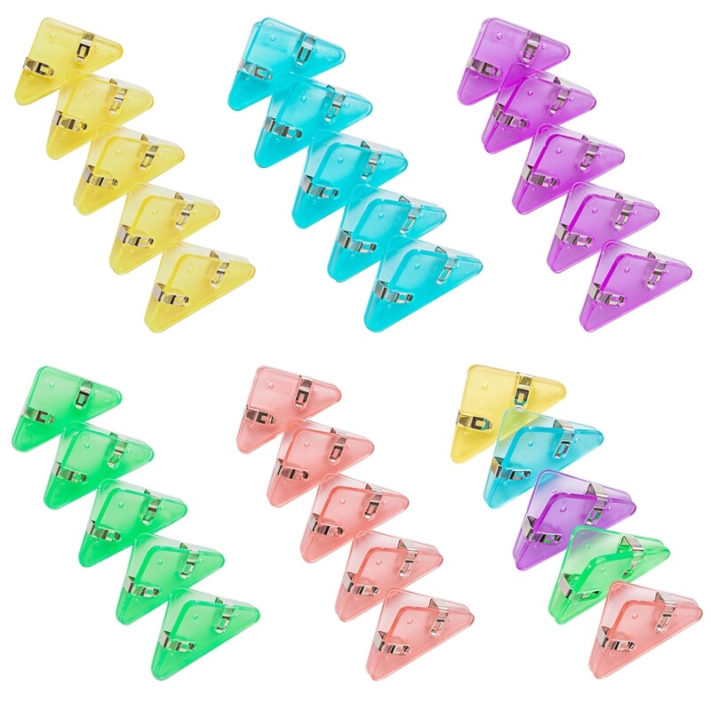 5Pcs Corner Paper Clamps Triangular Paper Clip Bookmarks Clip for Office School