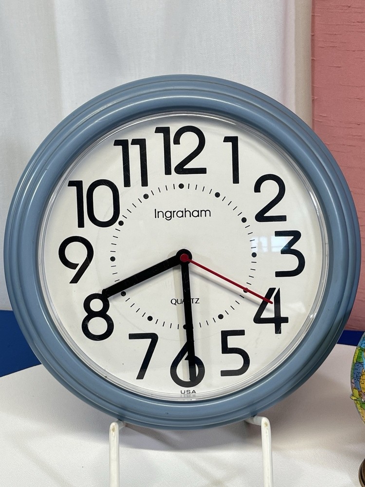 Vintage 9in Blue Ingraham Wall Clock
