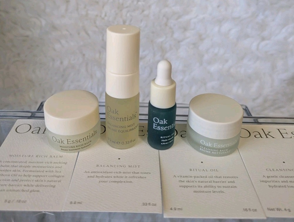 Oak Essentials Mini Routine 4pc Skincare Set Brand New