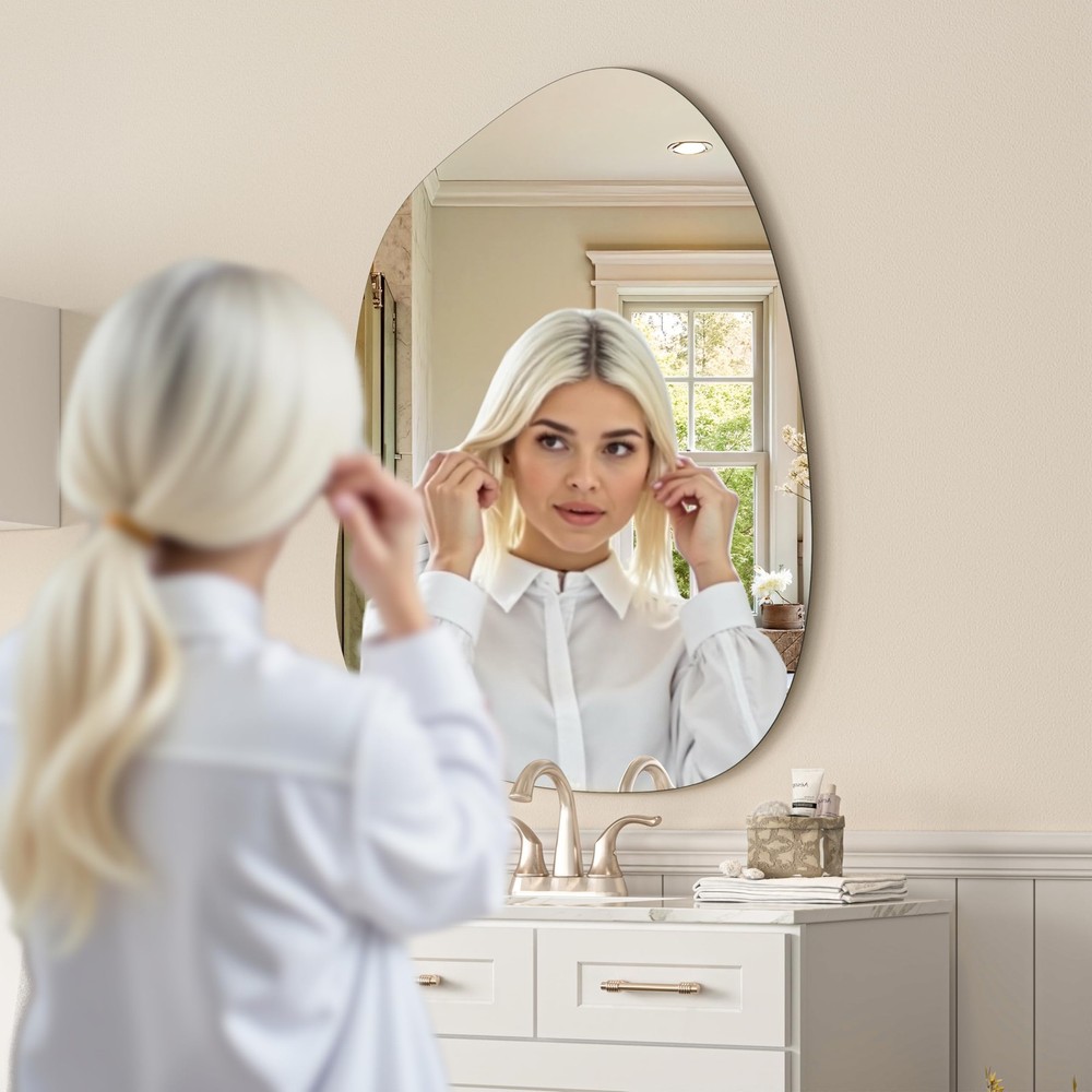 Irregular Wall Mirror - 40"x30" Asymmetrical Frameless Mirror, Modern Decorat...