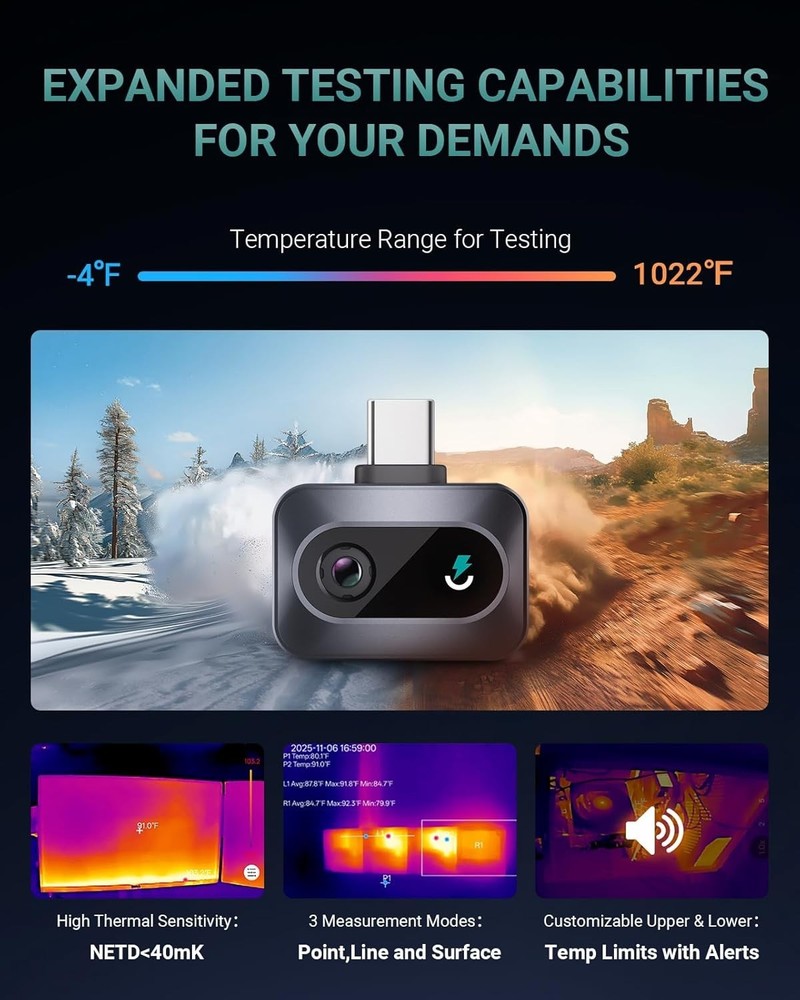 Super Resolution 512×384 Infrared Thermal Camera Android Image Camera