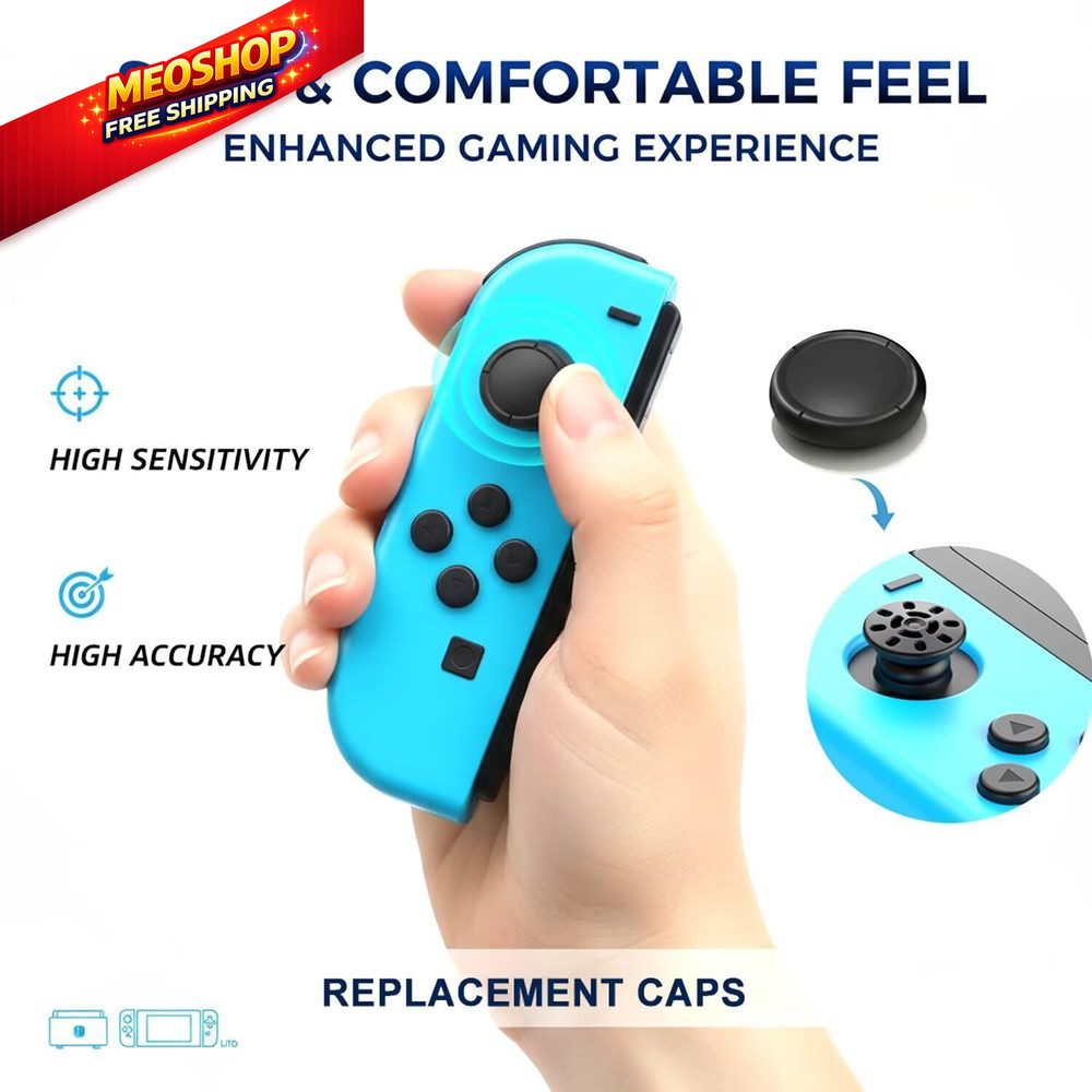 Ferkurn Joystick Replacement Cap Thumb Grip for Switch OLED & Black