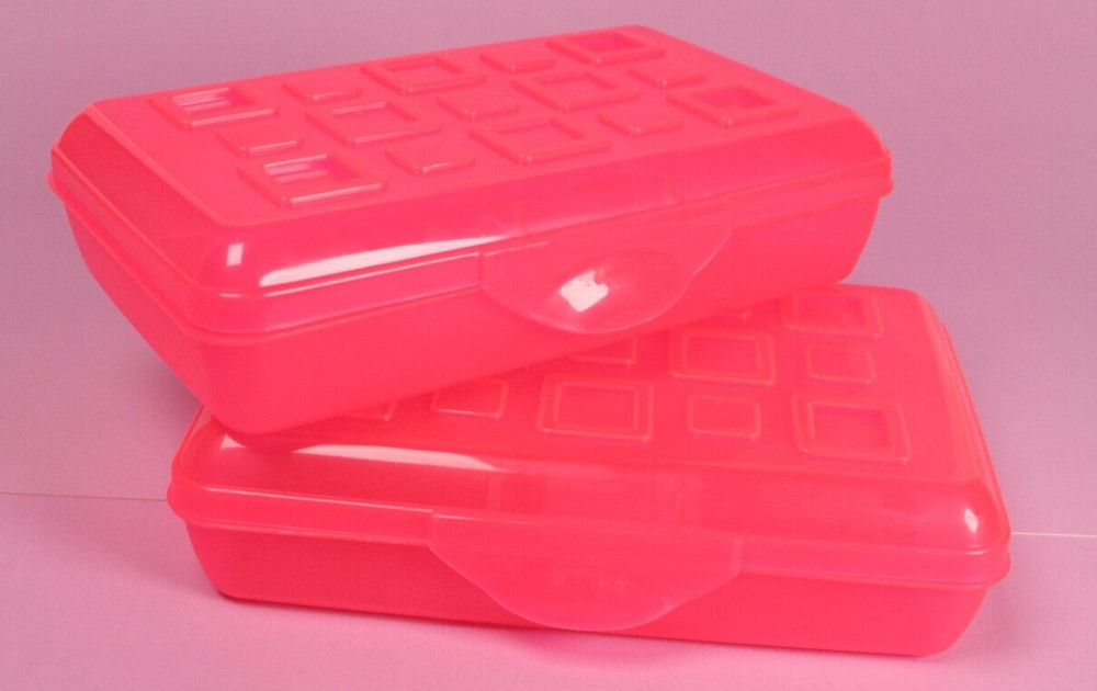 Sterilite Small Pencil Box Plastic x2 Cobalt Pink