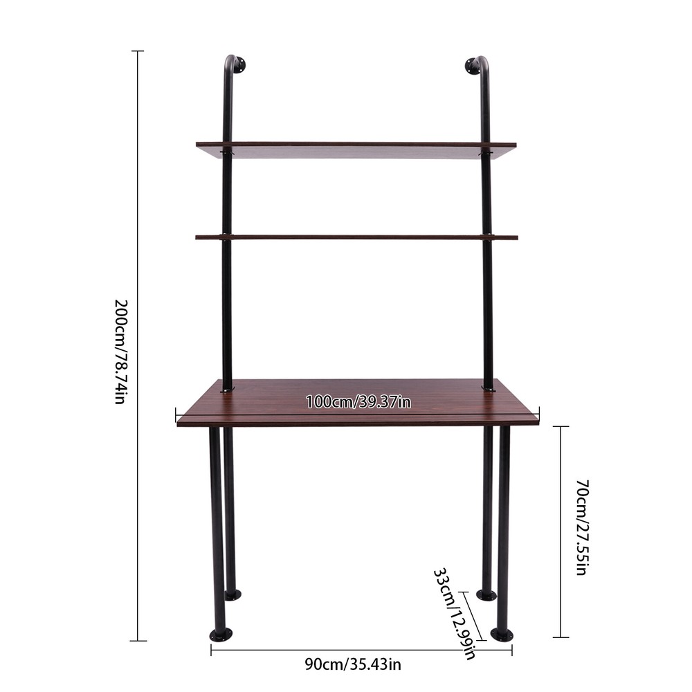 3 Tier Iron Wall Mounted Desk Wall Mount Computer Writing Table Wall Organizer
