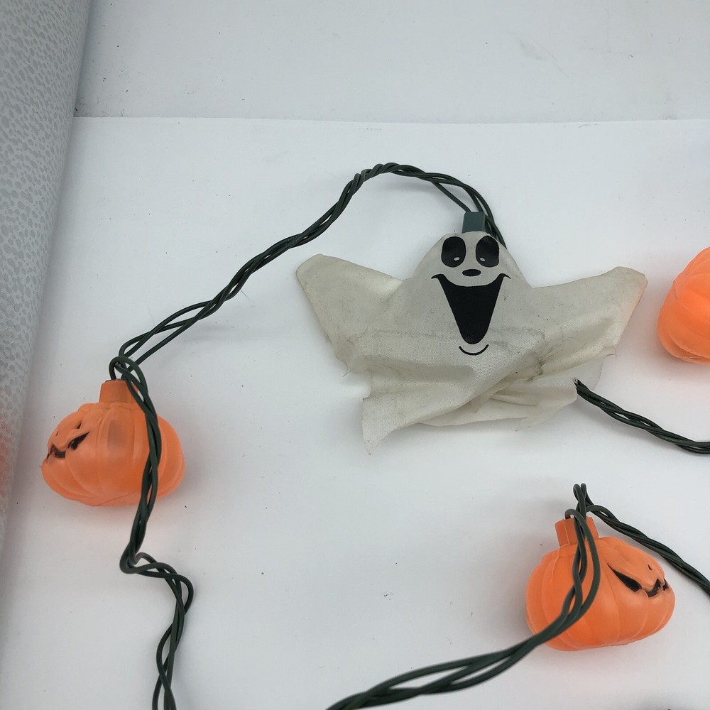 Vintage Halloween string light Ghosts & Pumpkin blow mold Stained ghosts