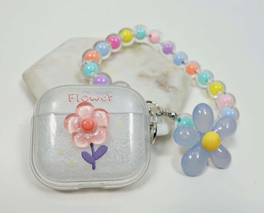 AirPods 3rd Generation Case Cover AirPod Protector Case Flower Bead Charm Strap