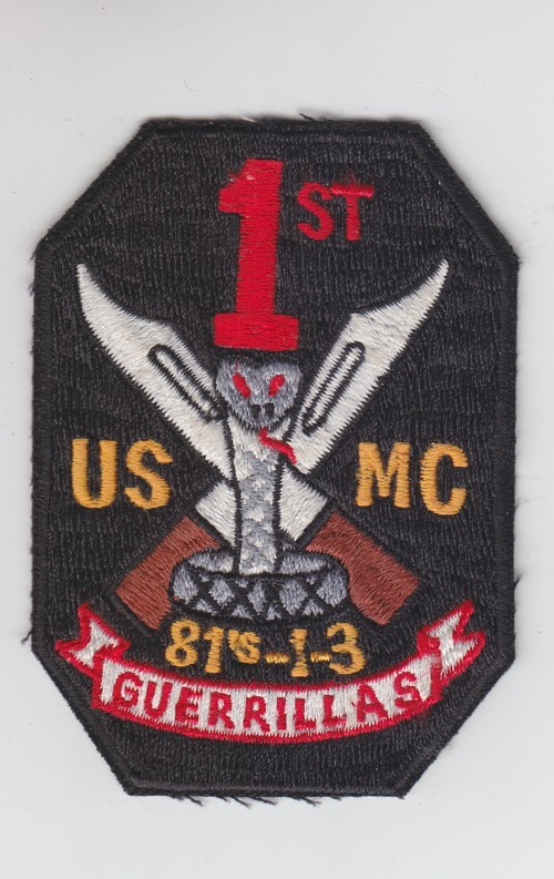 USMC Marine patch: Mortar Platoon, Weapons Co, 1st Bn, 3rd Marines - 4"