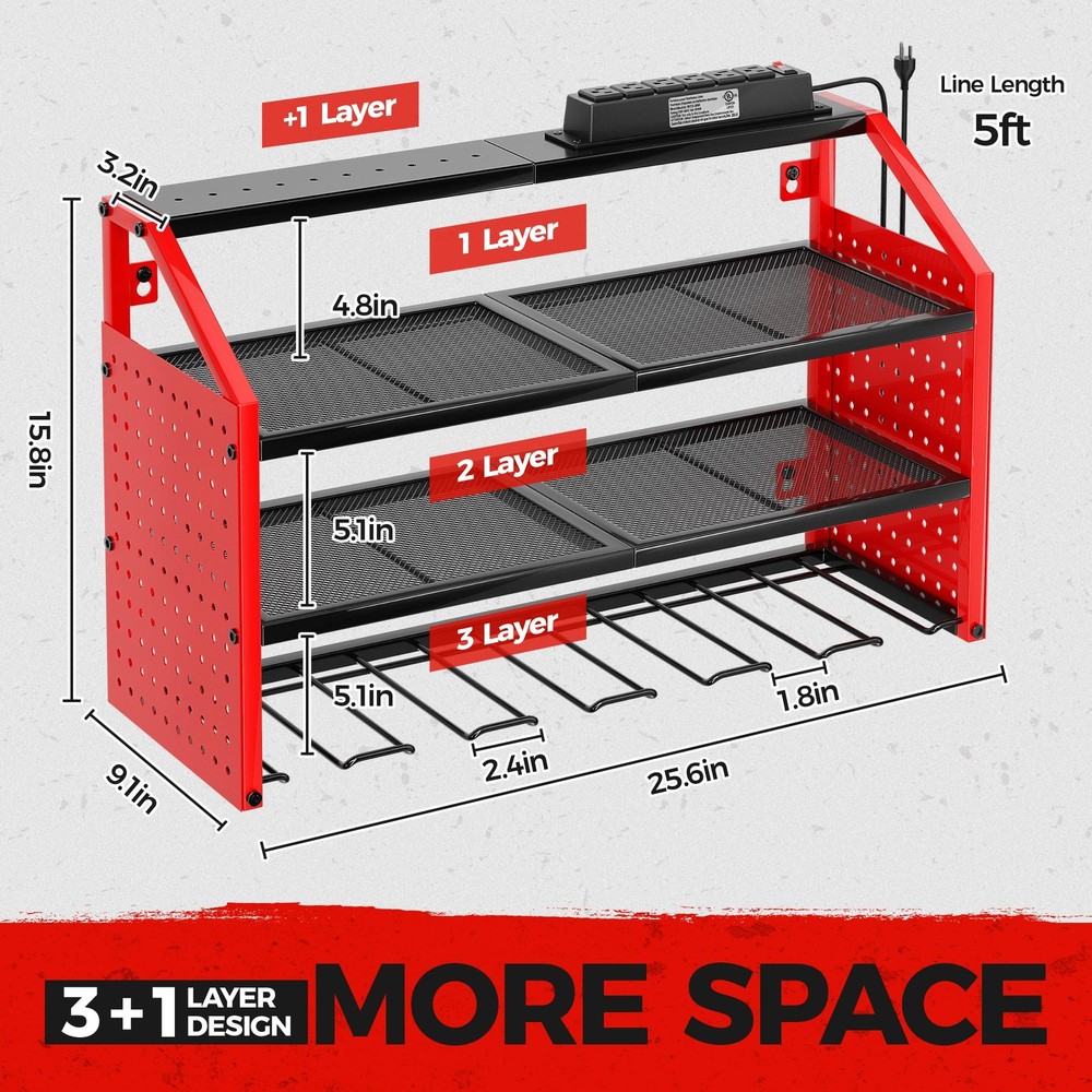 LBT Power Tool Organizer With Charging 6 Drills Holder, Red
