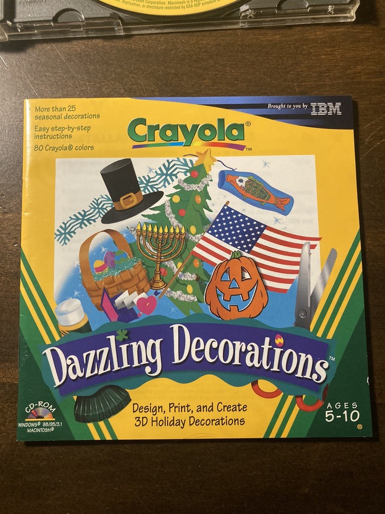 Crayola / DAZZLING DECORATIONS / CD-ROM / PC & MAC / Vintage Computer Software