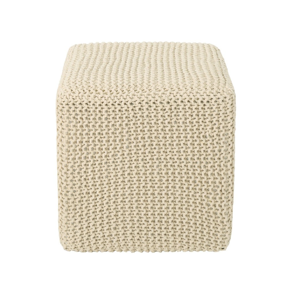 Scott Modern Hand-Knitted Cotton Thread Cube Foot Stool