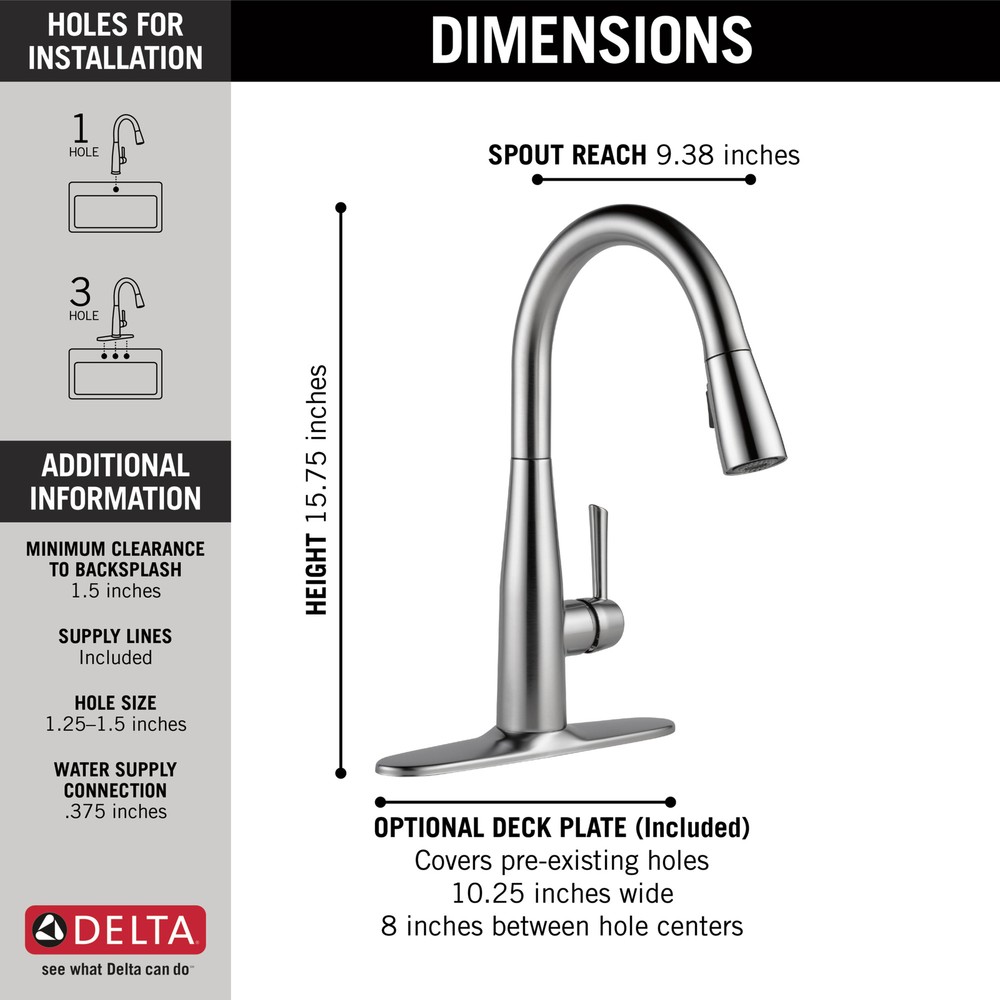 Delta Essa Pull-Down Kitchen Faucet in Arctic Stainless-Certified Refurbished