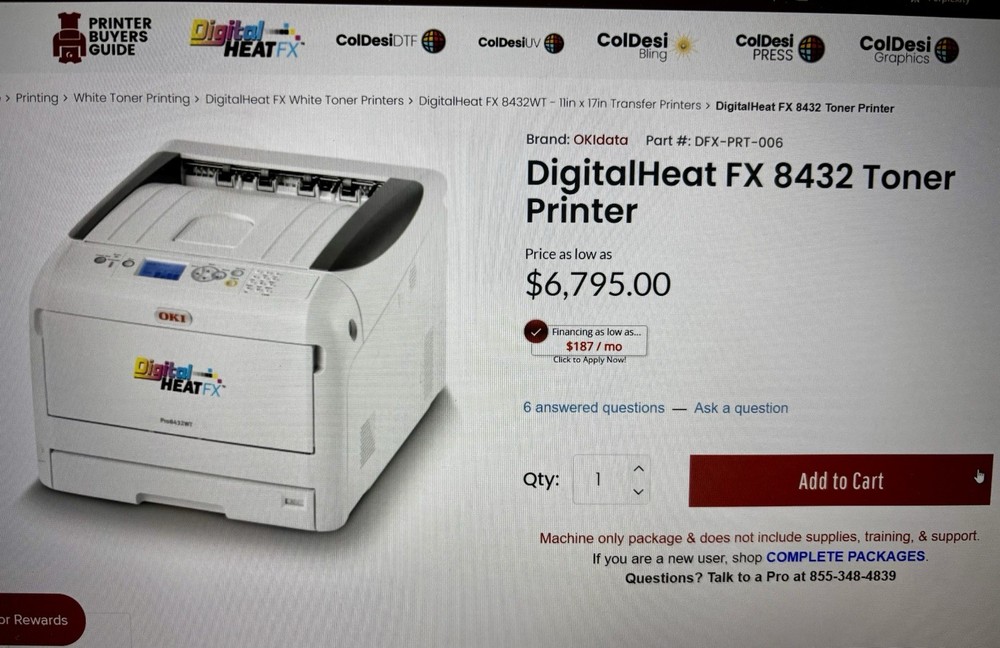 OKI Pro8432WT Digital Heat FX White Toner Printer