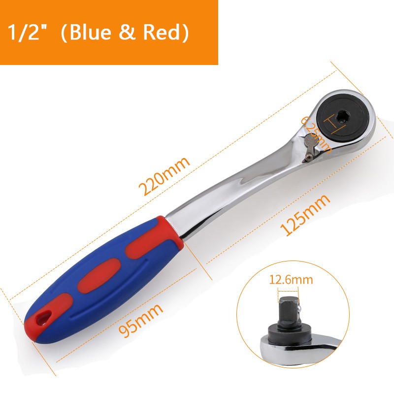 Socket Reversible Flexi Head Ratchet Handle Quick Release 1/4" 3/8" 1/2" Tool