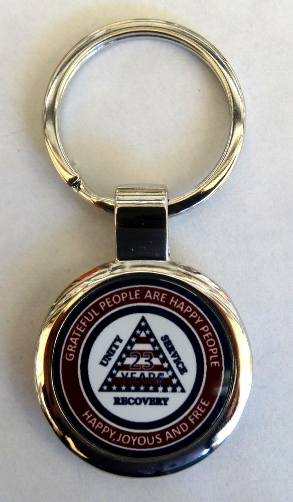 Alcoholics Anonymous Patriotic 23 Yr Sobriety Key Chain