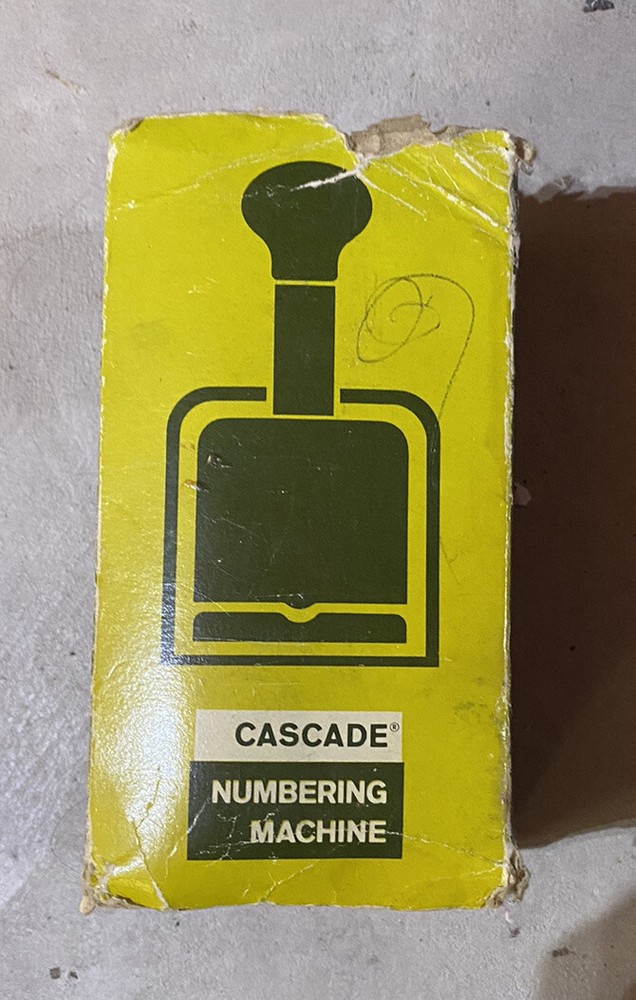 Cascade VINTAGE NUMBERING MACHINE, 6 WHEELS,STYLE E, WITH BOX