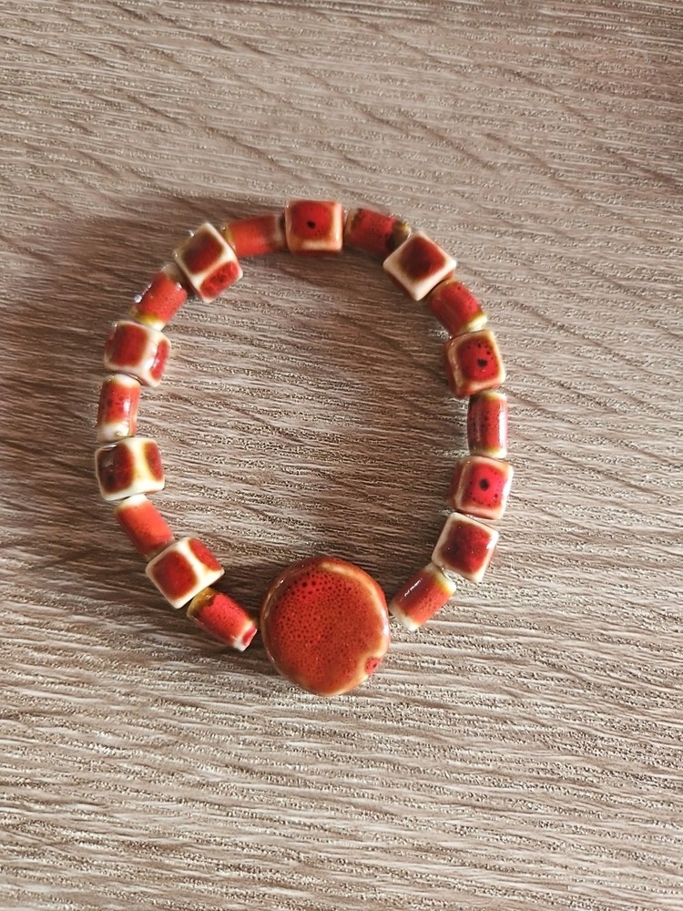 Handmade Beaded chunky Stretchy Bracelet 7"