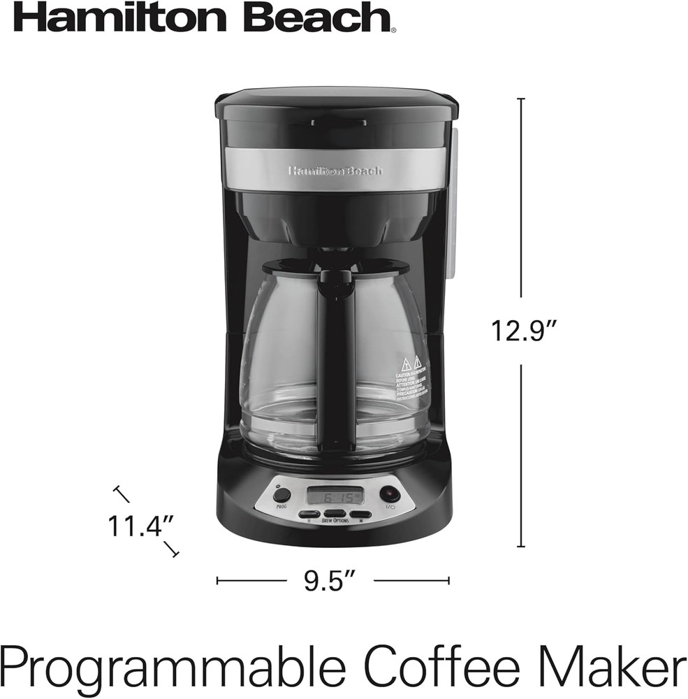 Hamilton Beach 12 Cup Programmable Drip Coffee Maker Machine, Regular & Bold Bre