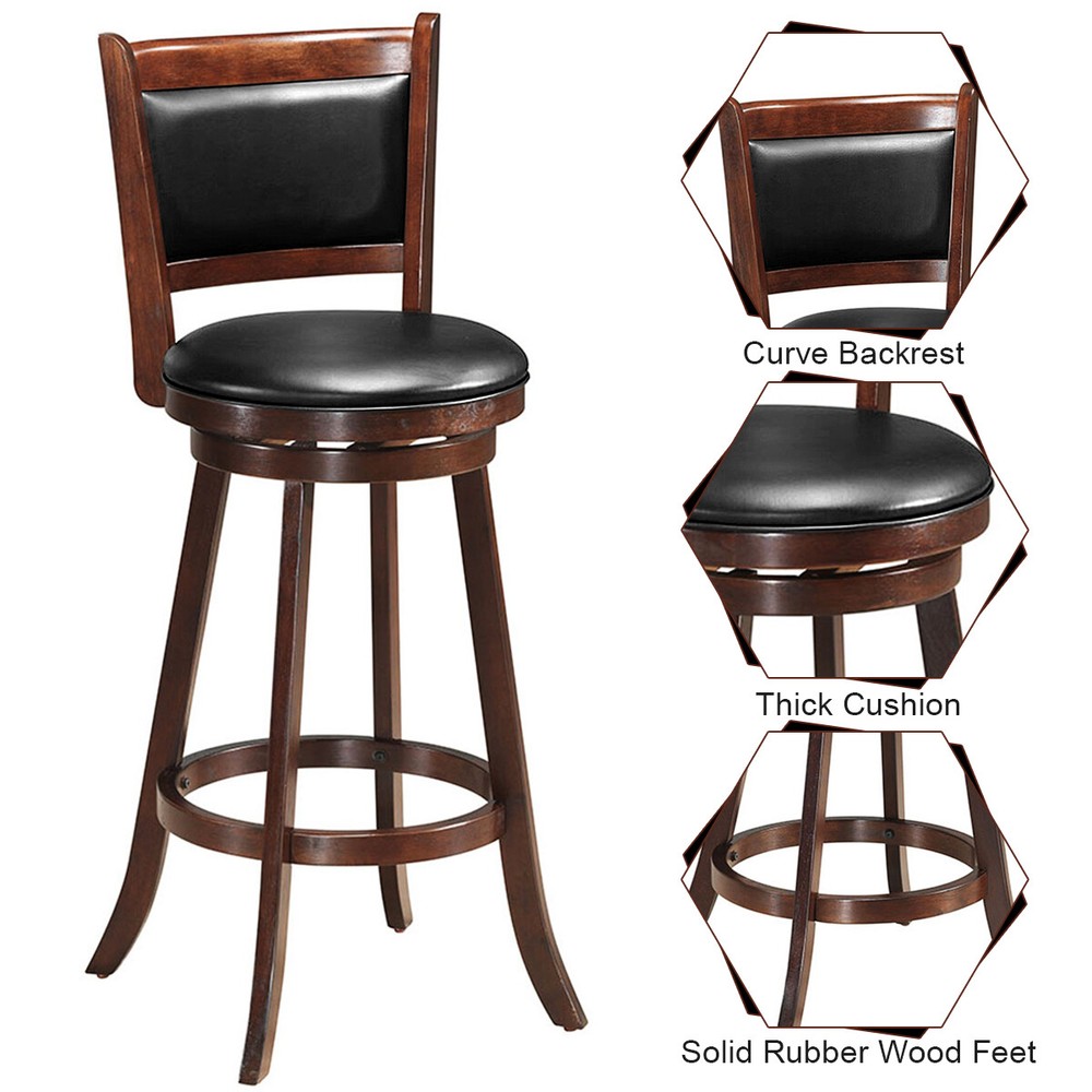 Costway 3pcs Pub Table Set 30" Round Bar Height Table & 2pcs Swivel Bar Stools