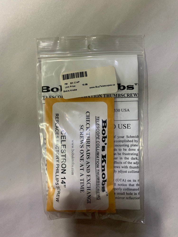 Bob's Knobs Collimation Thumbscrews Celestron 14" Replacement P Screw (BK C14P)