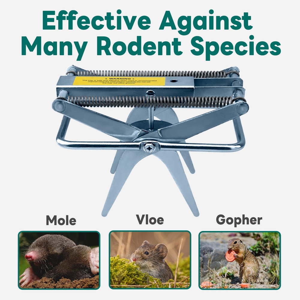 2 Pack Heavy-Duty Steel Mole Scissor Traps Reusable for Efficient Mole Control