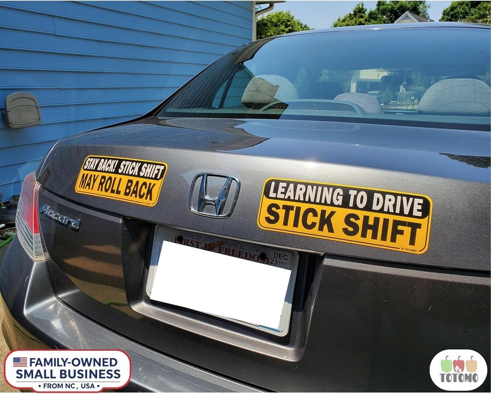 Learning to Drive Stick Shift Stay Back May Roll Back Car Magnet - Reflective...